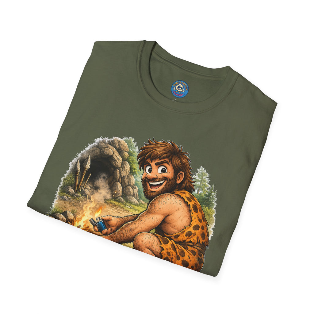 Caveman Discovers a Lighter T-Shirt