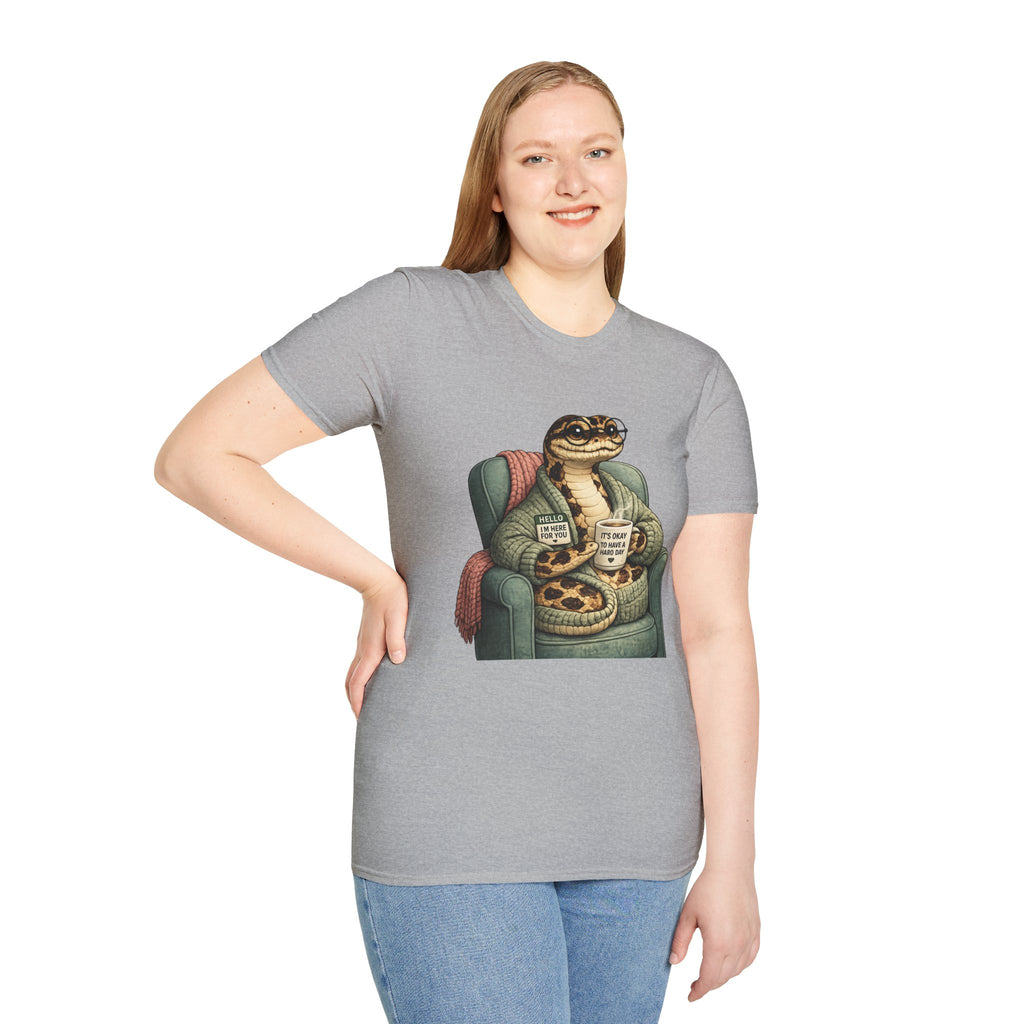 Cozy Snake Holding Mug T-Shirt | It's Okay To Have A Hard Day