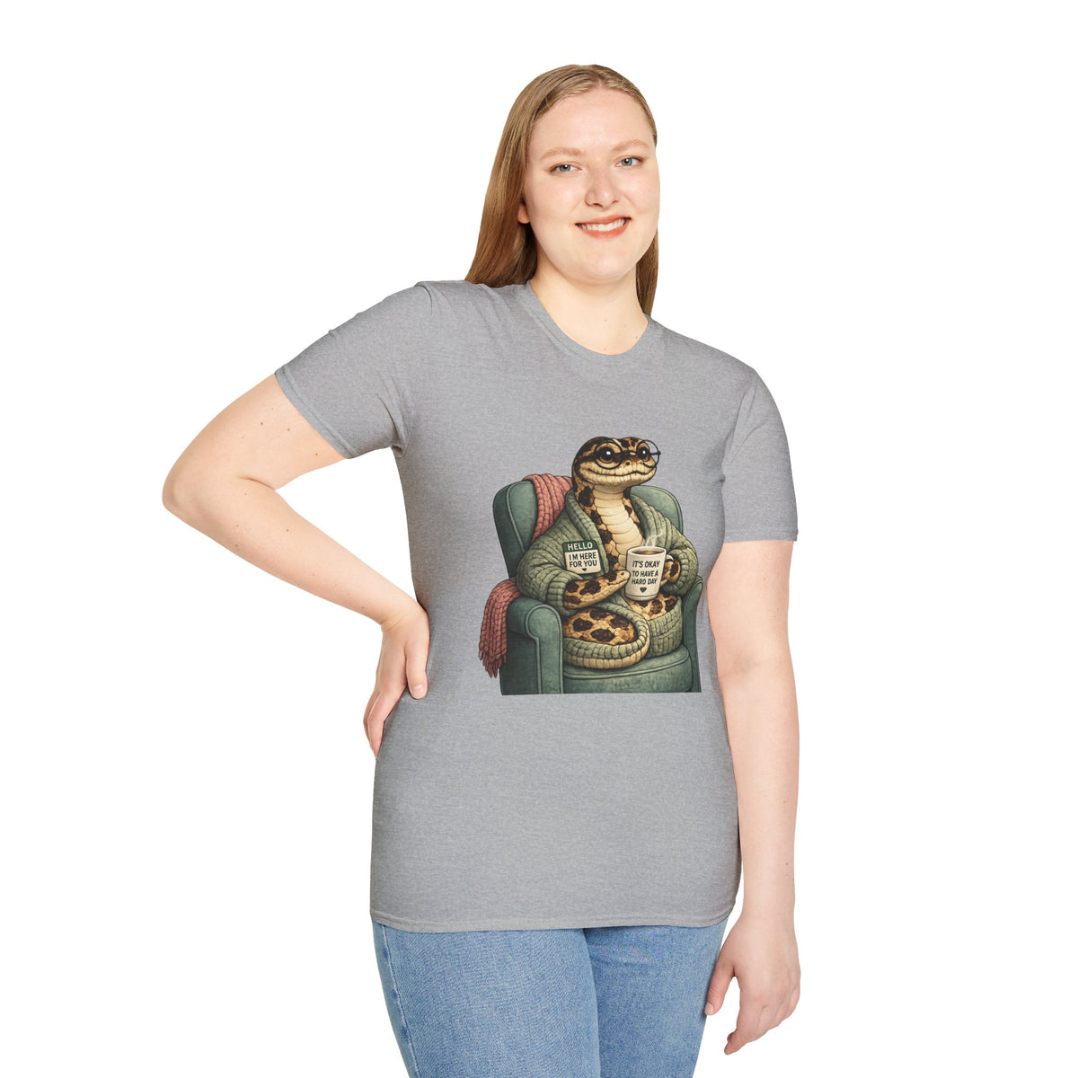 Cozy Snake Holding Mug T-Shirt | It's Okay To Have A Hard Day