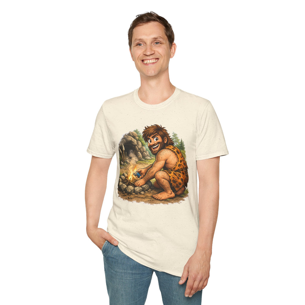 Caveman Discovers a Lighter T-Shirt