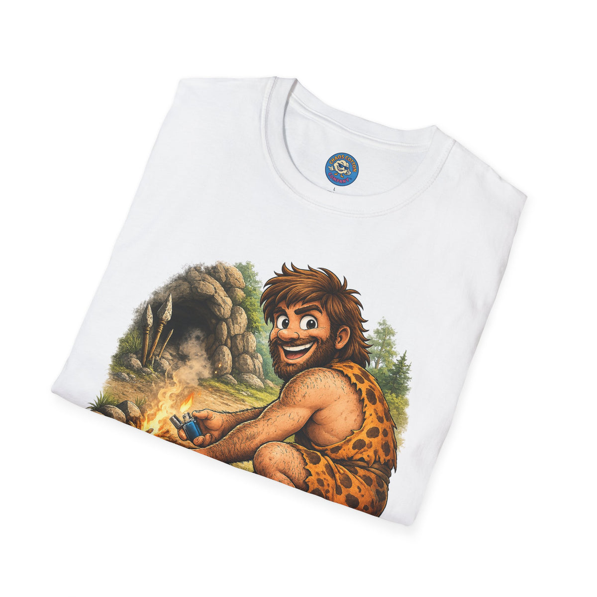 Caveman Discovers a Lighter T-Shirt