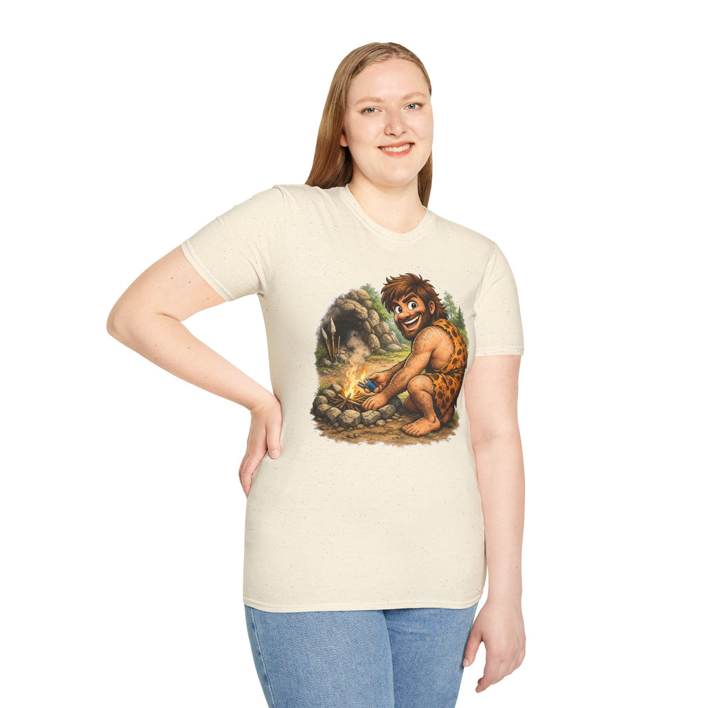 Caveman Discovers a Lighter T-Shirt