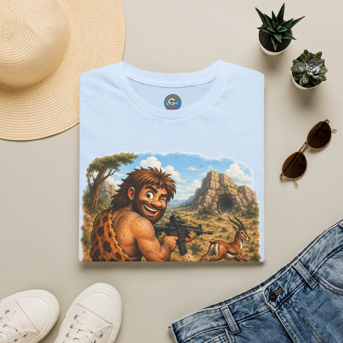 Caveman Hunting with an AR T-Shirt