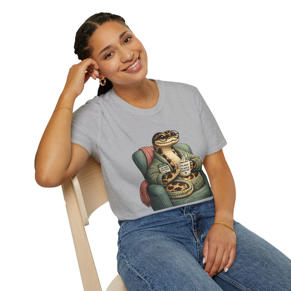 Cozy Snake Holding Mug T-Shirt | It's Okay To Have A Hard Day