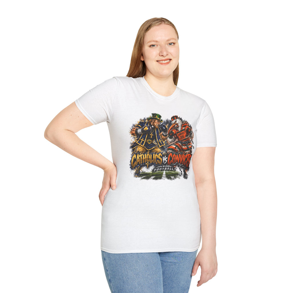 Catholics vs Convicts Rivalry Football T-Shirt