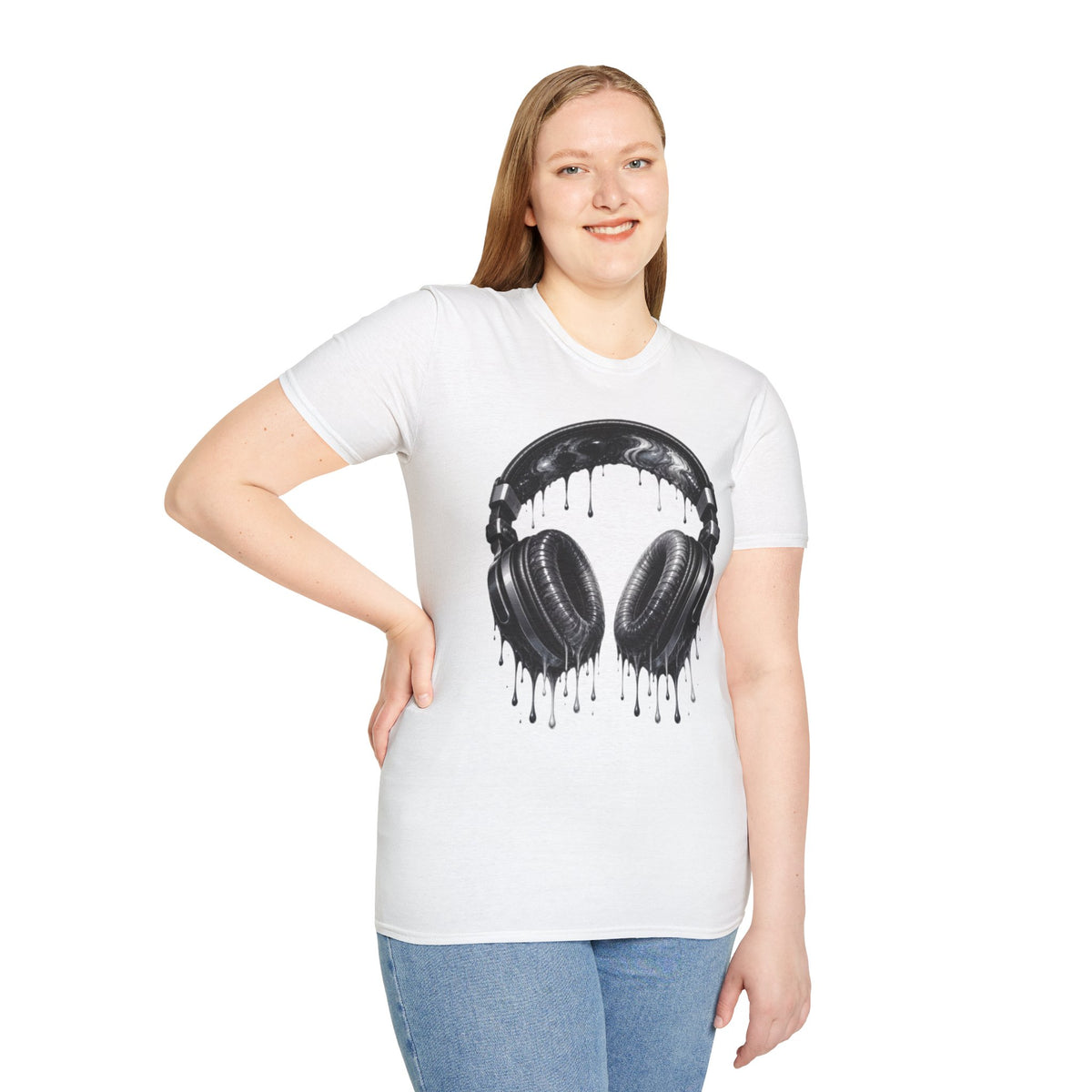 Black and White Drip Headphones T-Shirt