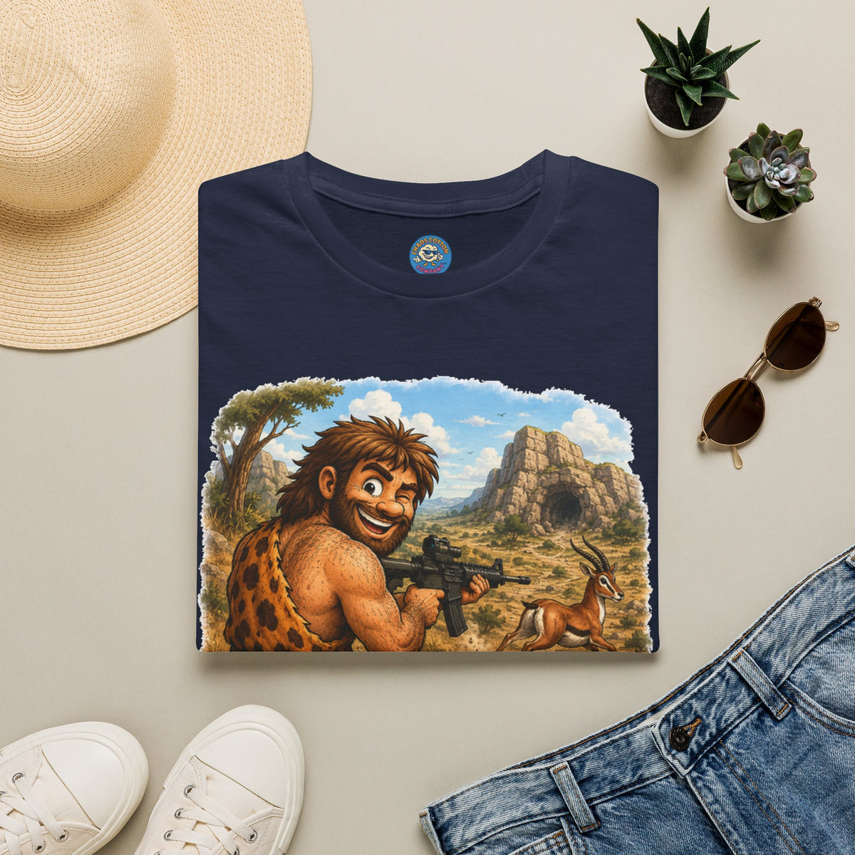 Caveman Hunting with an AR T-Shirt