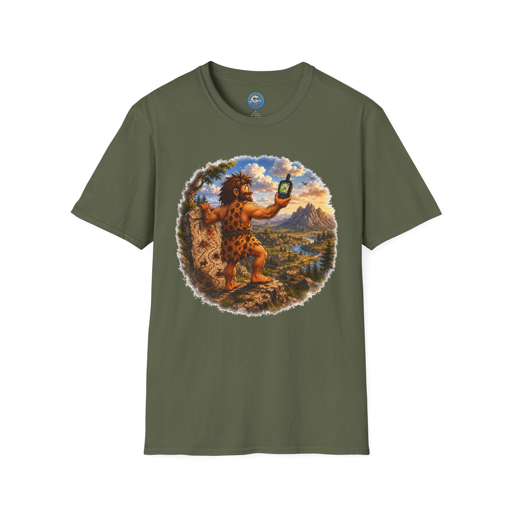 Caveman Using GPS T-Shirt