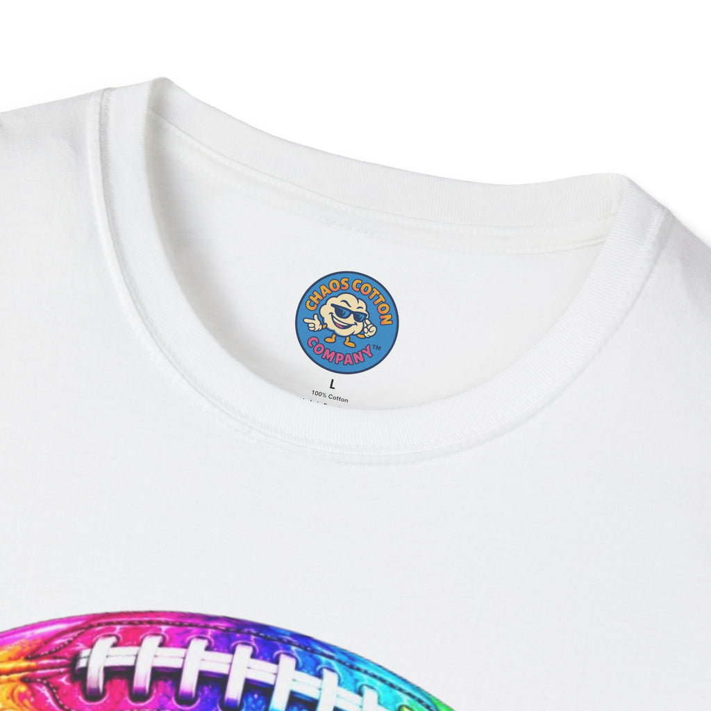 Rainbow Drip Football T-Shirt | Colorful Melting Football Tee