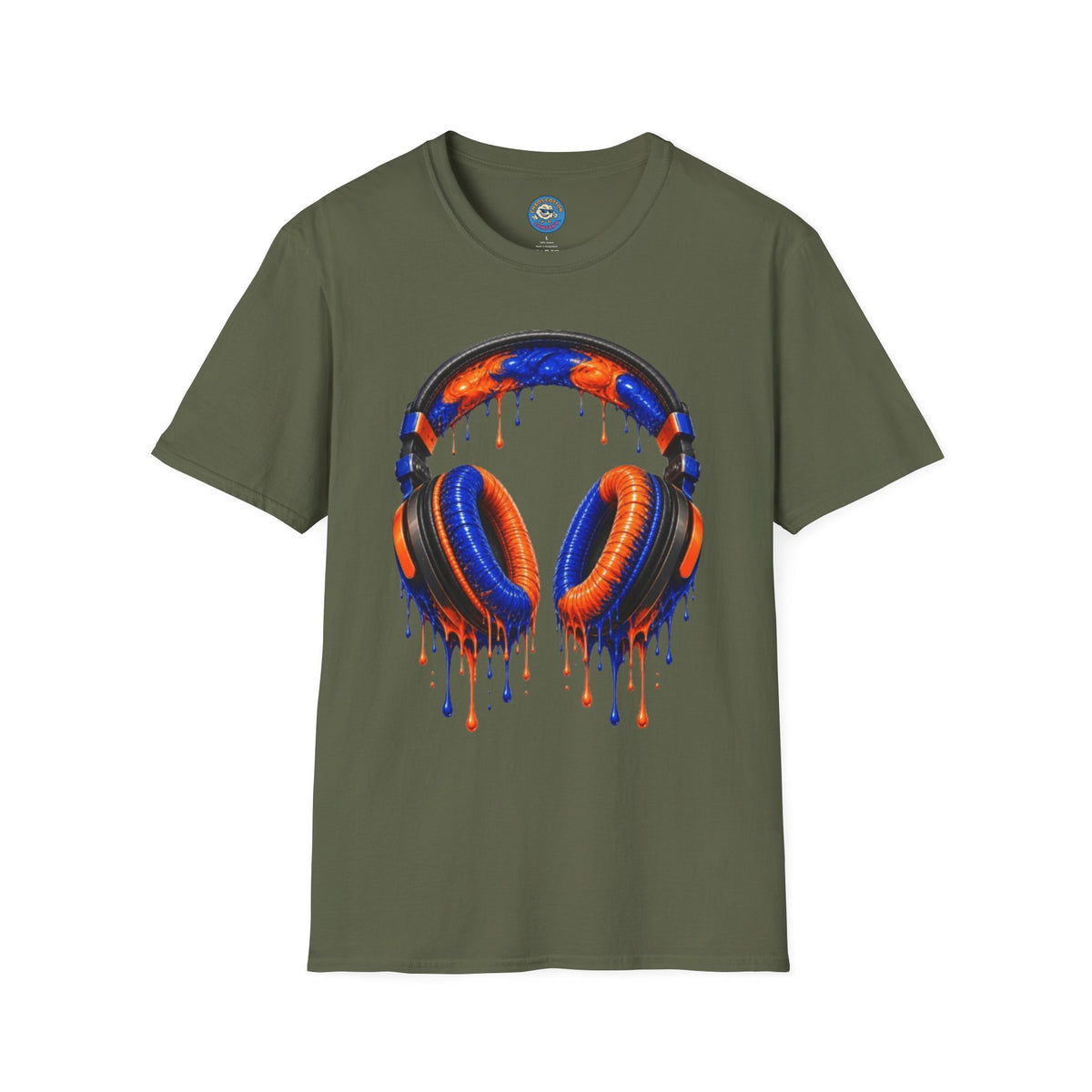 Orange and Blue Drip Headphones T-Shirt