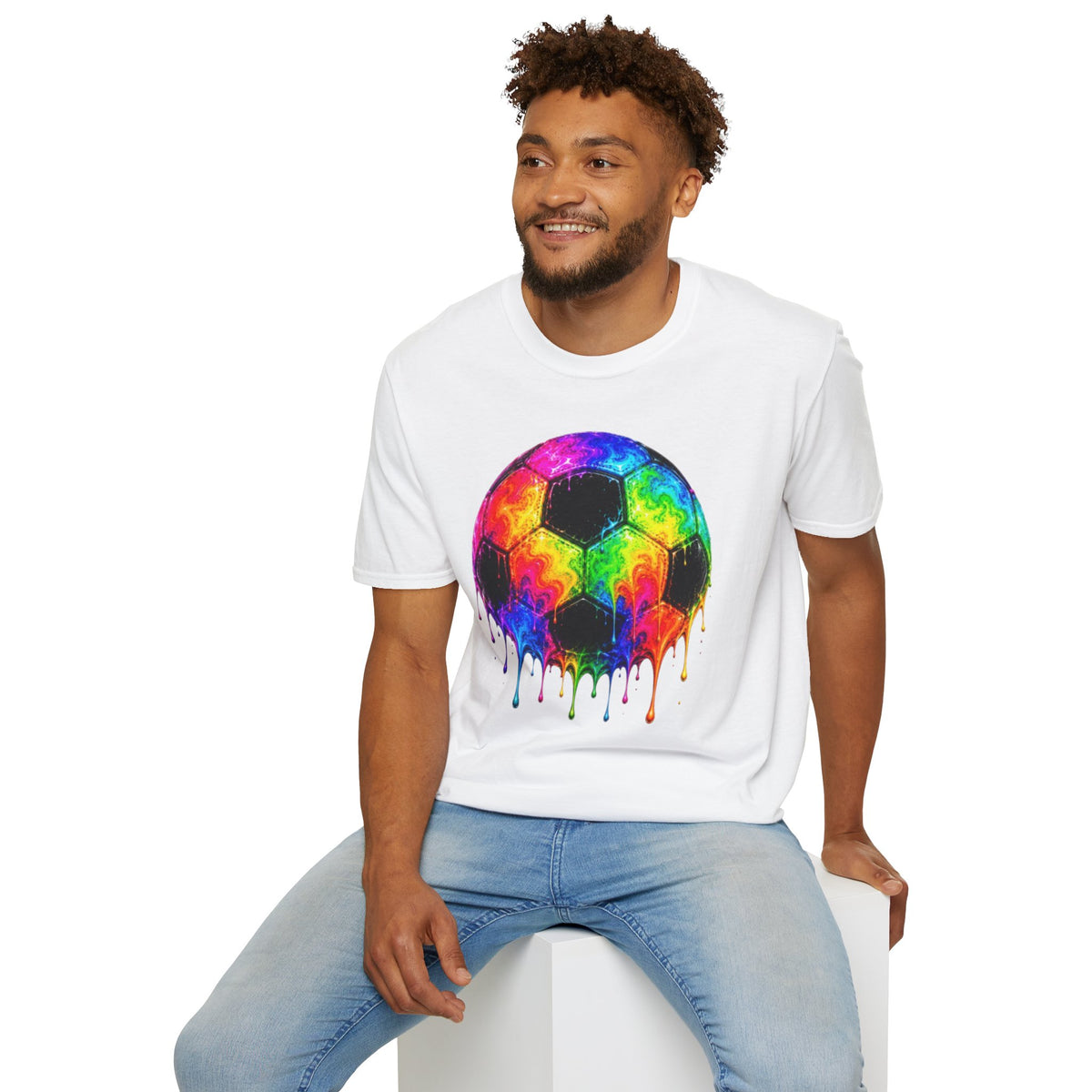 Rainbow Drip Soccer Ball T-Shirt
