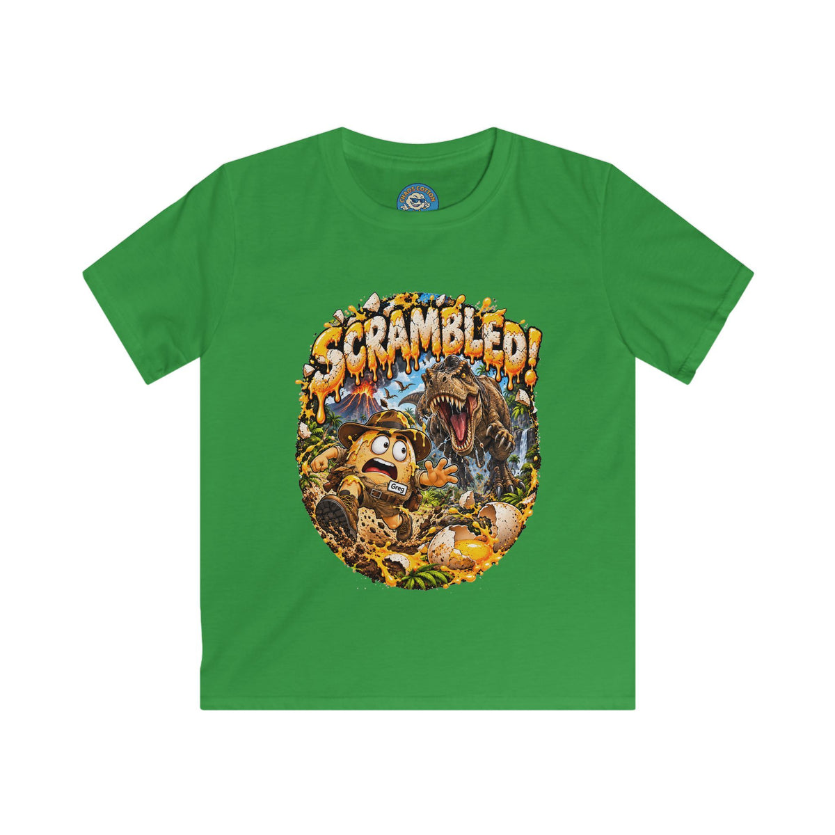 Greg the Egg "Scrambled Dinosaur" Kids T-Shirt