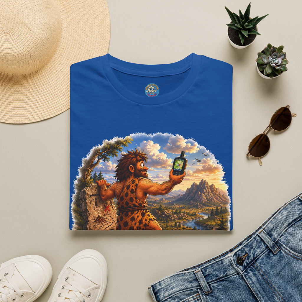 Caveman Using GPS T-Shirt