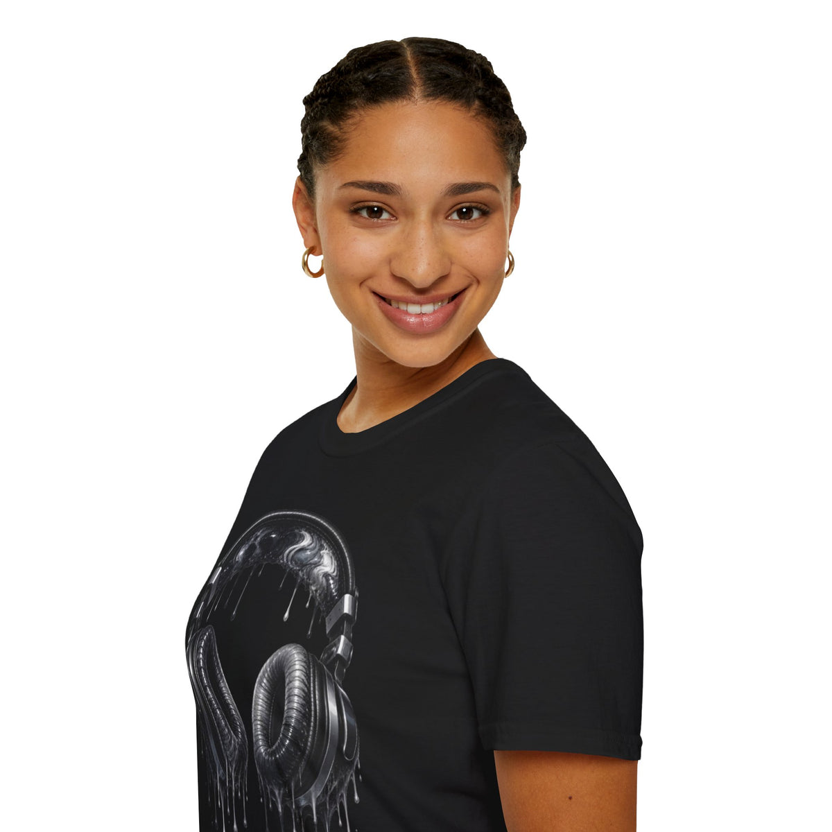 Black and White Drip Headphones T-Shirt
