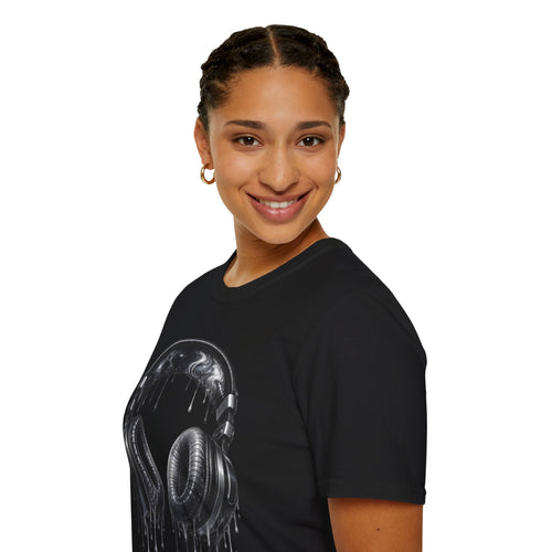 Black and White Drip Headphones T-Shirt