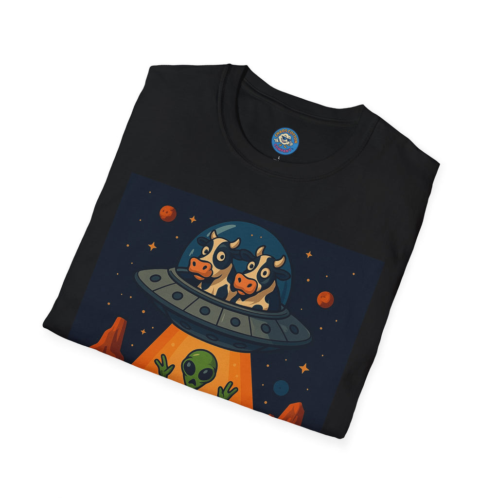 Udderly Suspicious: Alien Cow Abduction Funny UFO T-Shirt