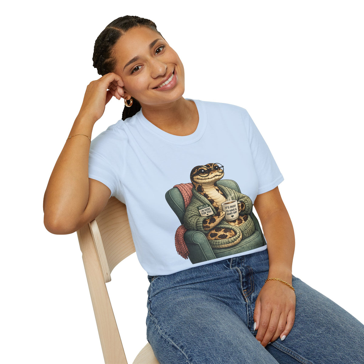 Cozy Snake Holding Mug T-Shirt | It's Okay To Have A Hard Day