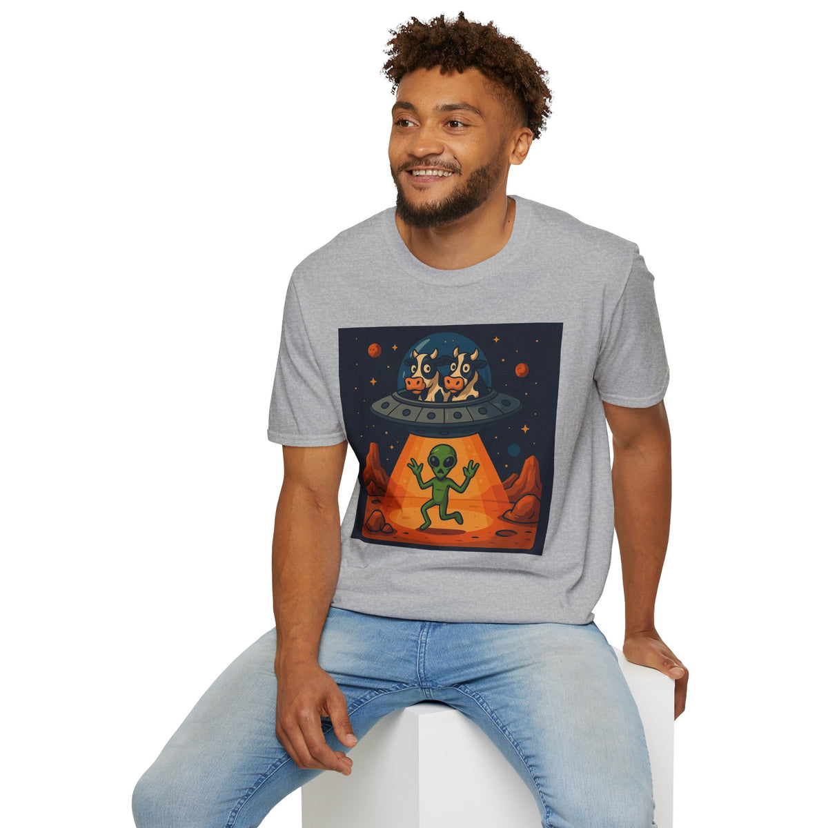 Udderly Suspicious: Alien Cow Abduction Funny UFO T-Shirt