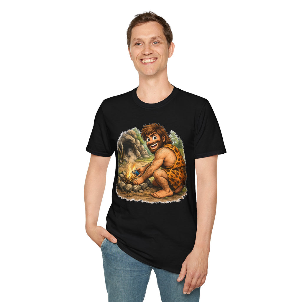 Caveman Discovers a Lighter T-Shirt