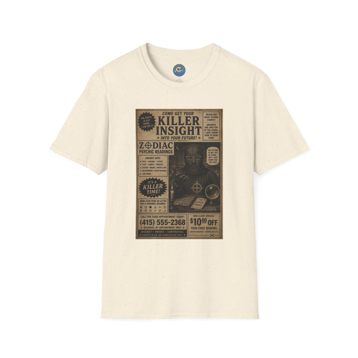 Killer Insight Vintage Newspaper Ad T-Shirt | Zodiac Psychic Readings