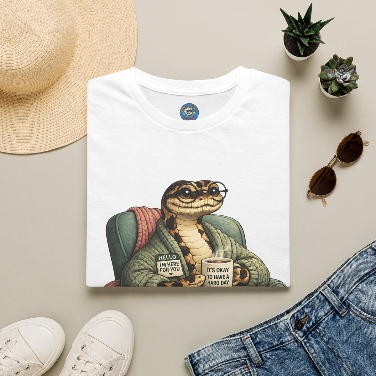Cozy Snake Holding Mug T-Shirt | It's Okay To Have A Hard Day