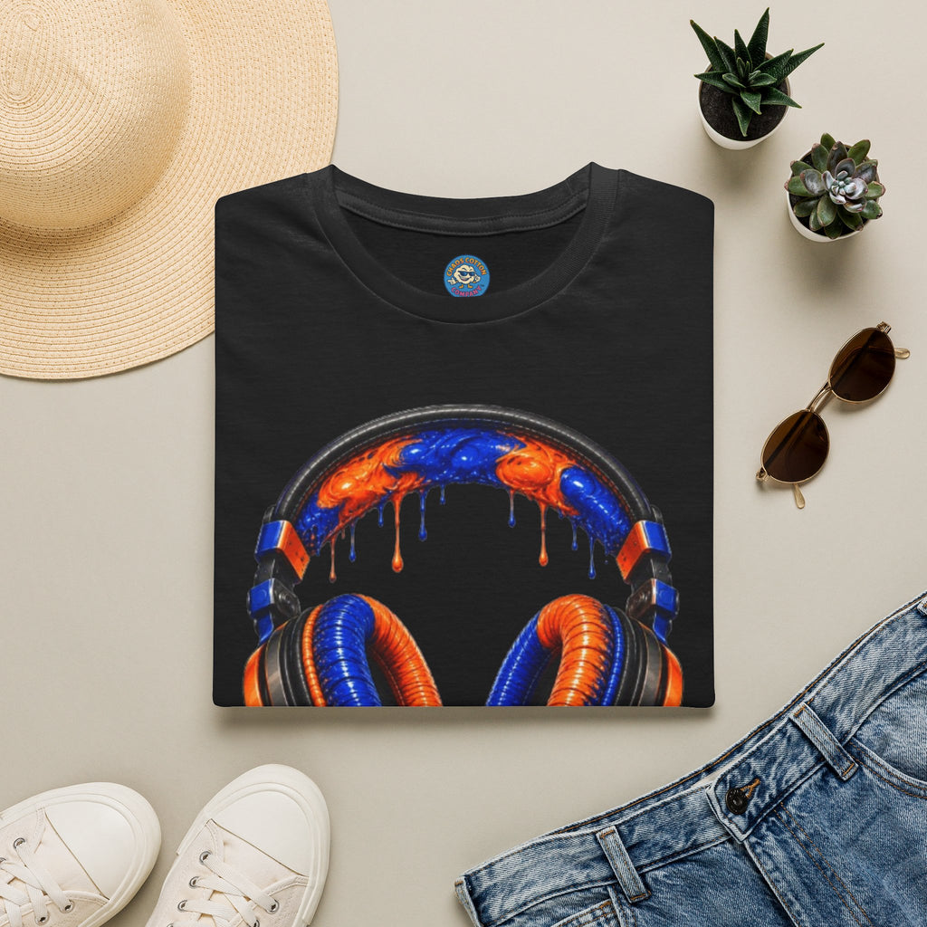 Orange and Blue Drip Headphones T-Shirt