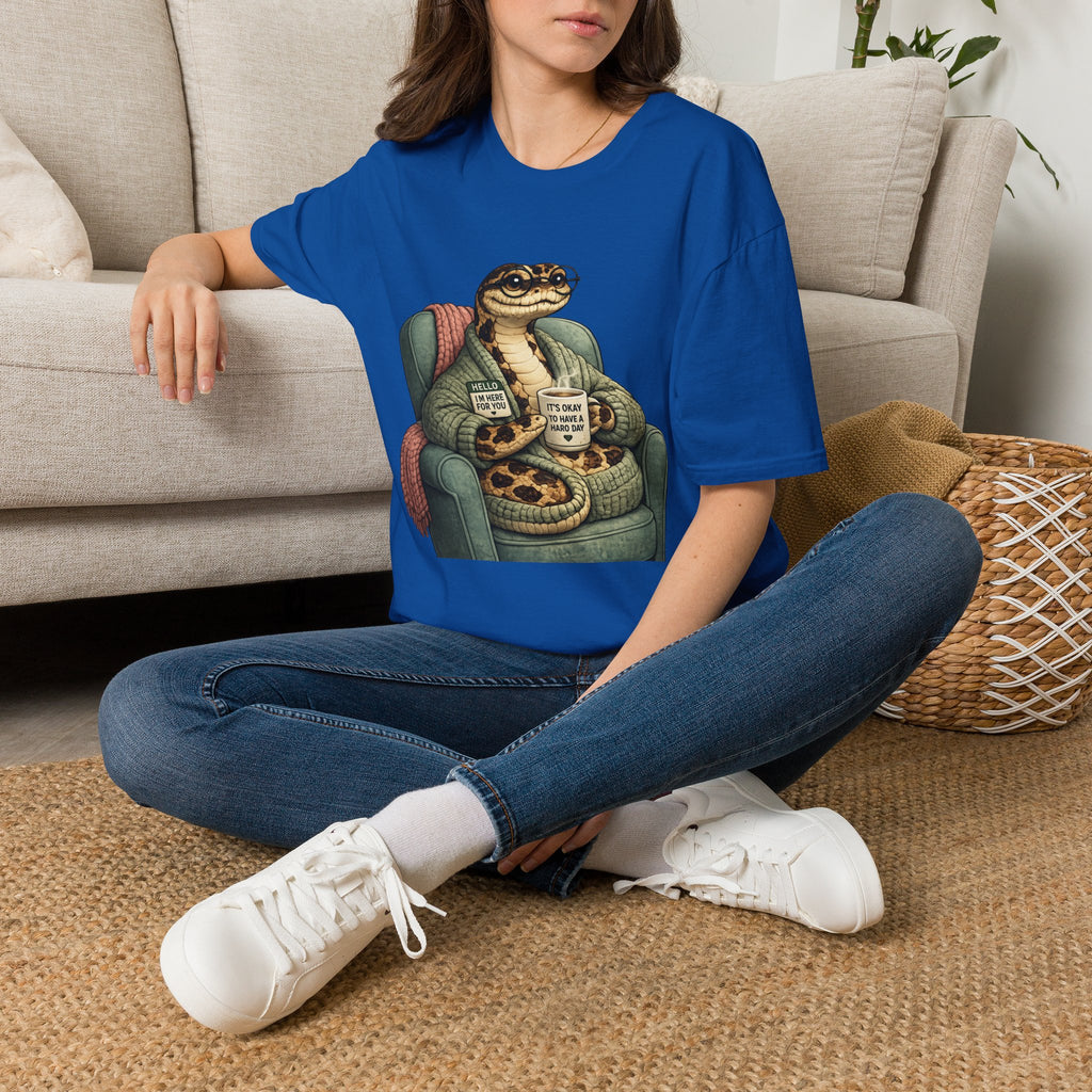 Cozy Snake Holding Mug T-Shirt | It's Okay To Have A Hard Day