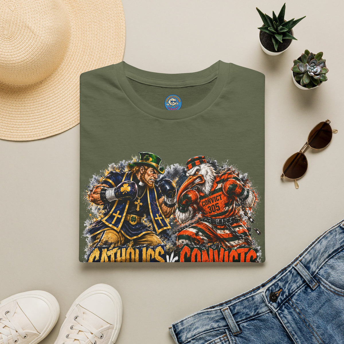 Catholics vs Convicts Rivalry Football T-Shirt