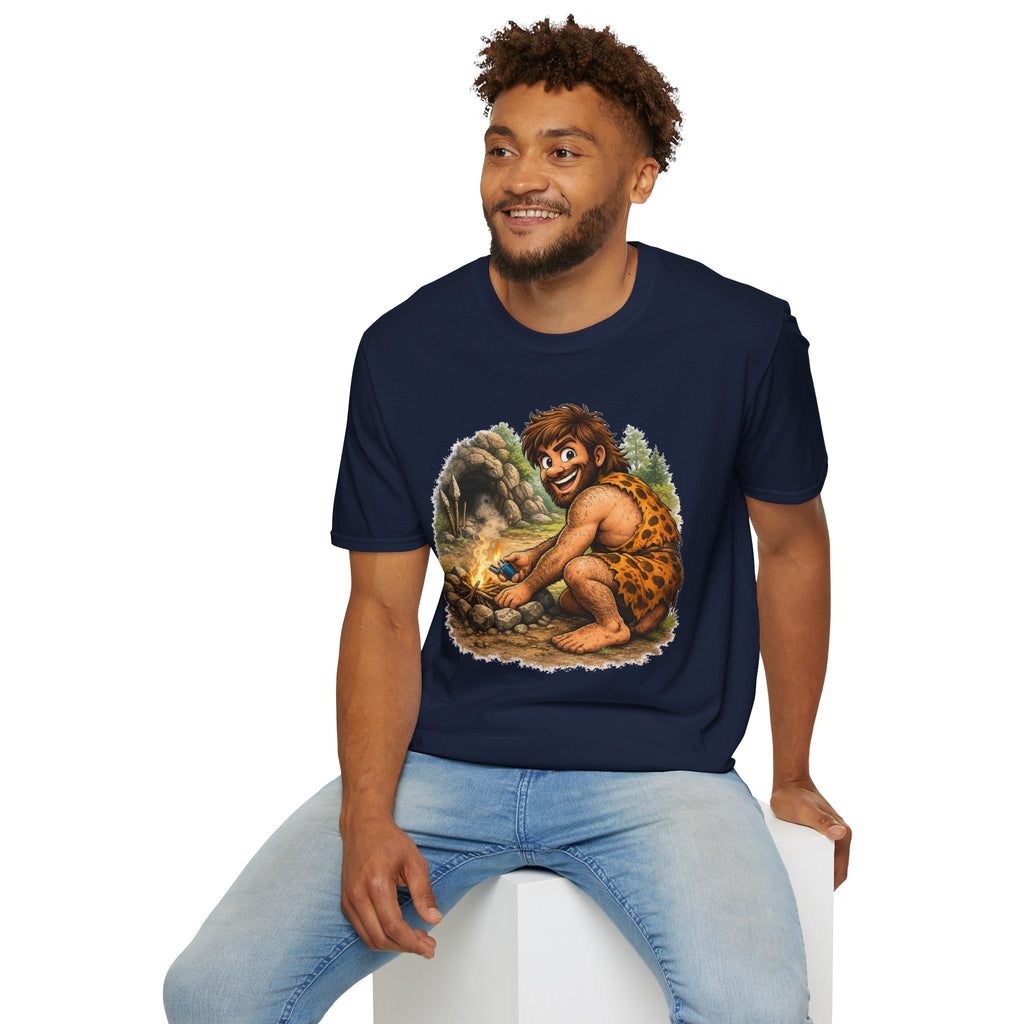 Caveman Discovers a Lighter T-Shirt