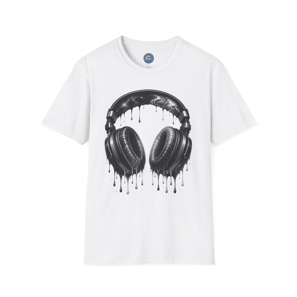 Black and White Drip Headphones T-Shirt
