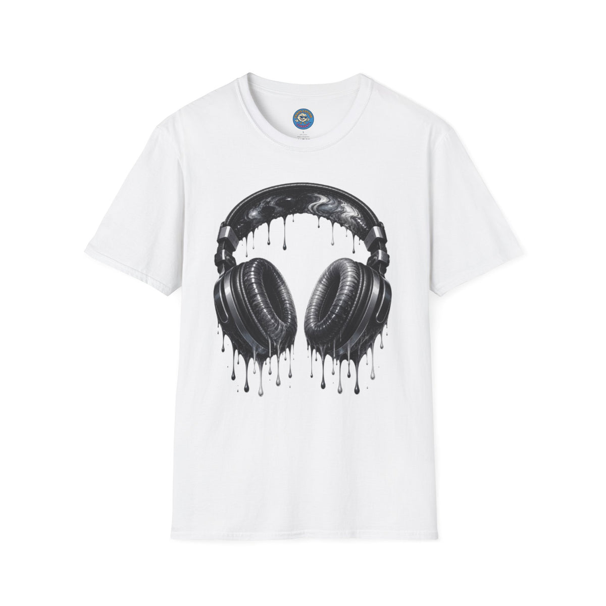 Black and White Drip Headphones T-Shirt