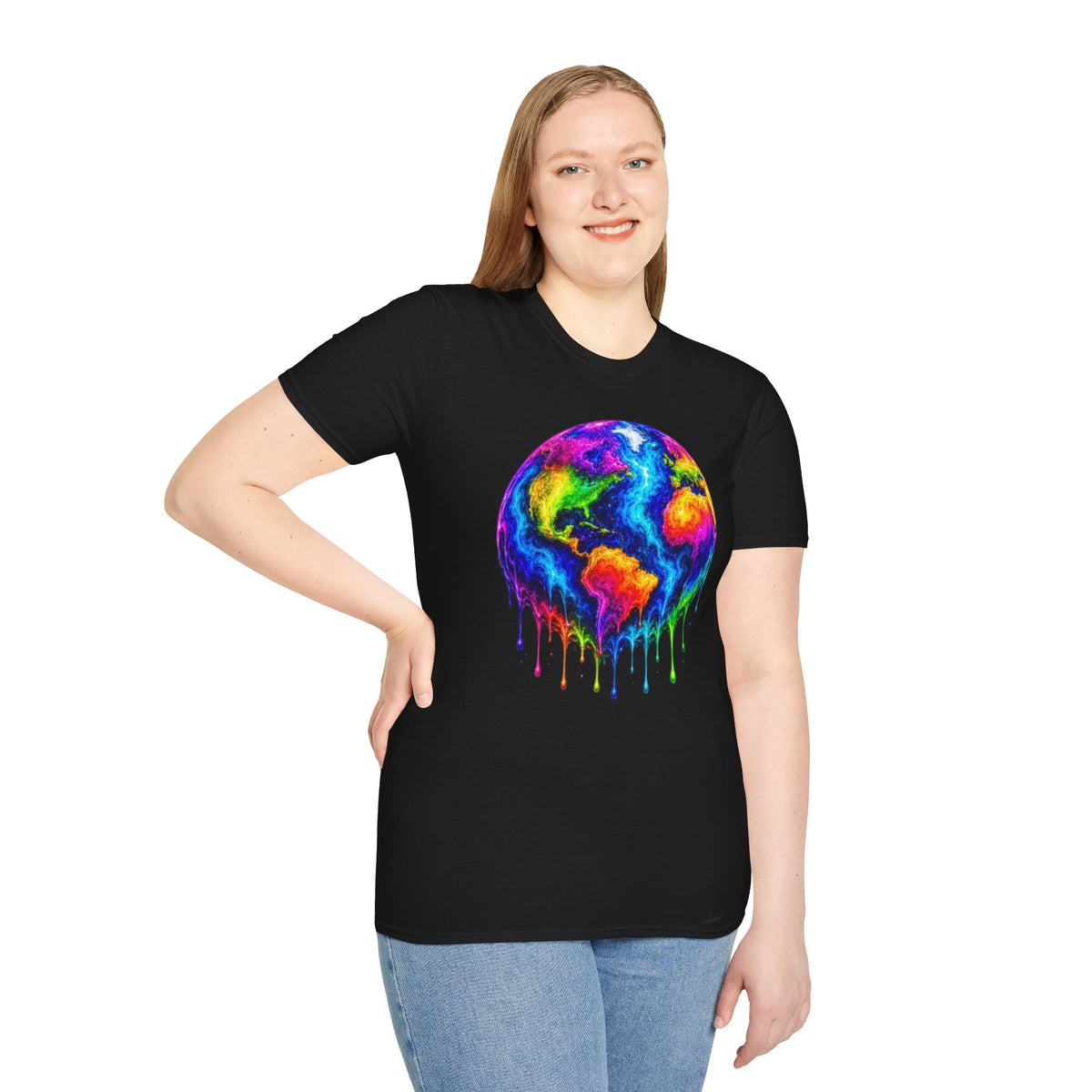 Rainbow Drip Earth T-Shirt
