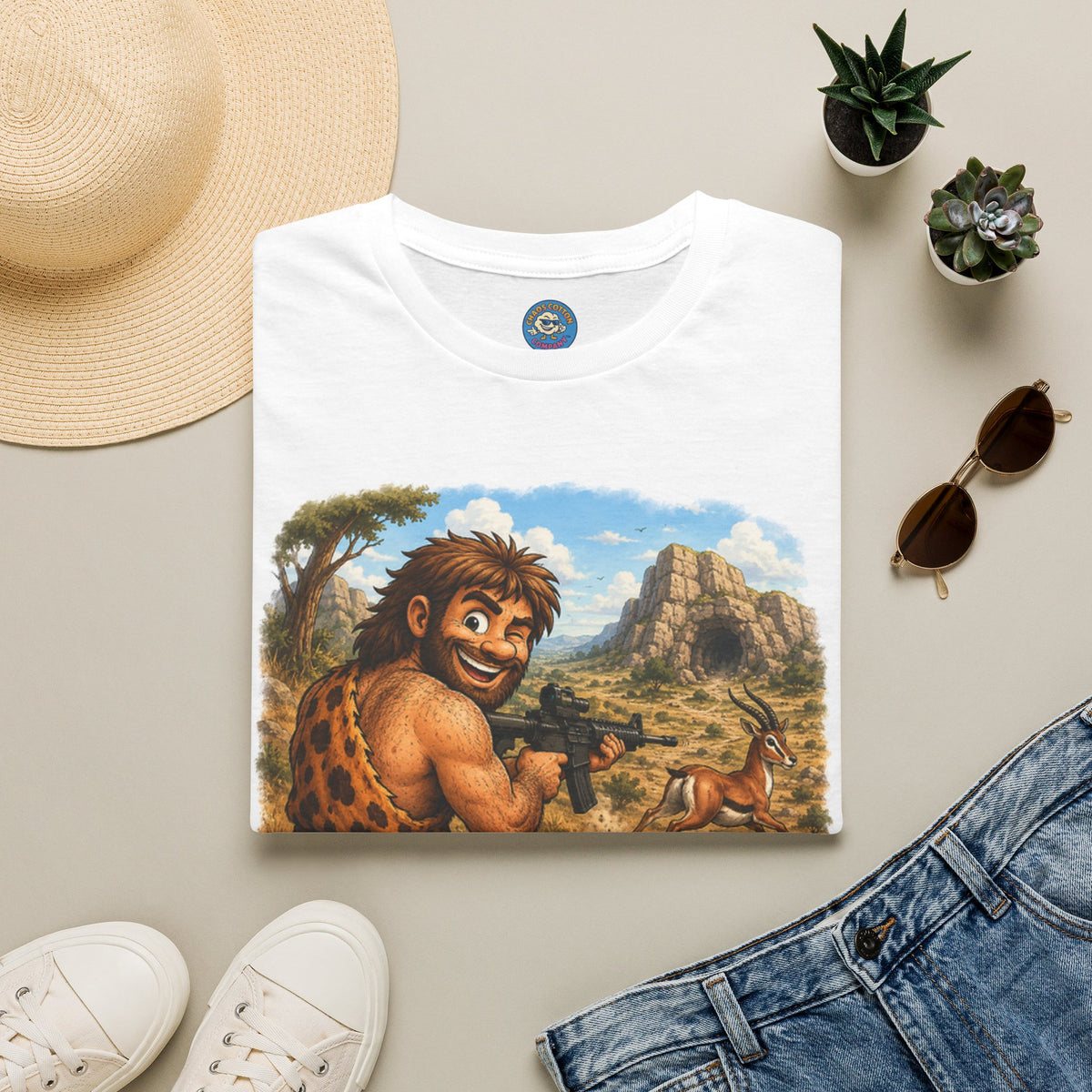 Caveman Hunting with an AR T-Shirt
