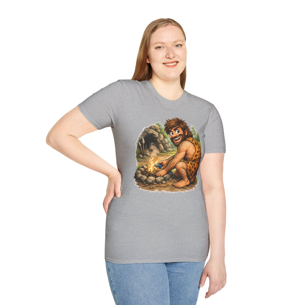 Caveman Discovers a Lighter T-Shirt