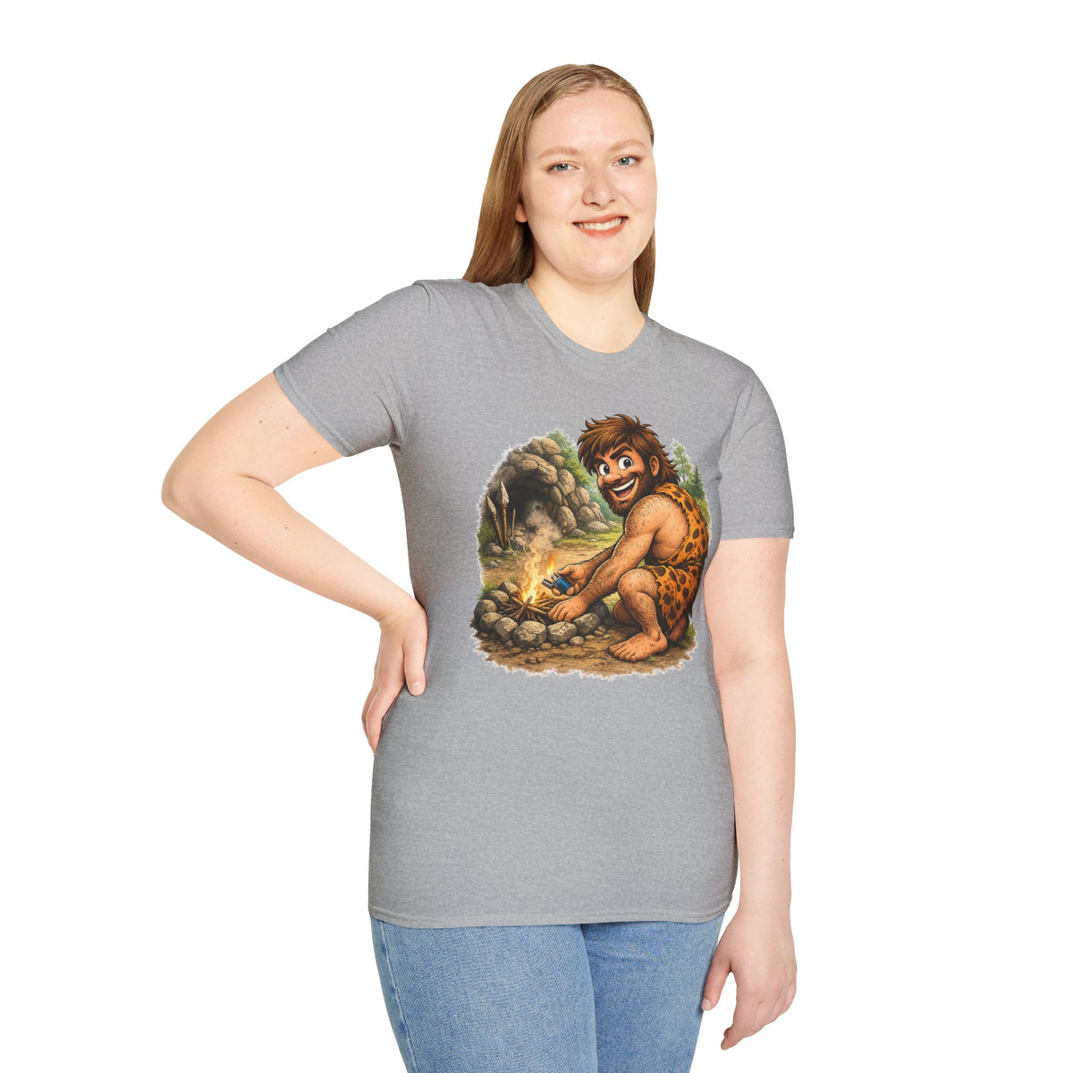 Caveman Discovers a Lighter T-Shirt