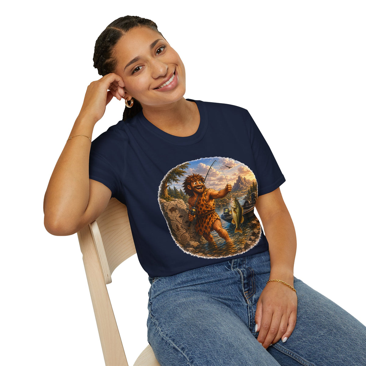Caveman Goes Fishing T-Shirt