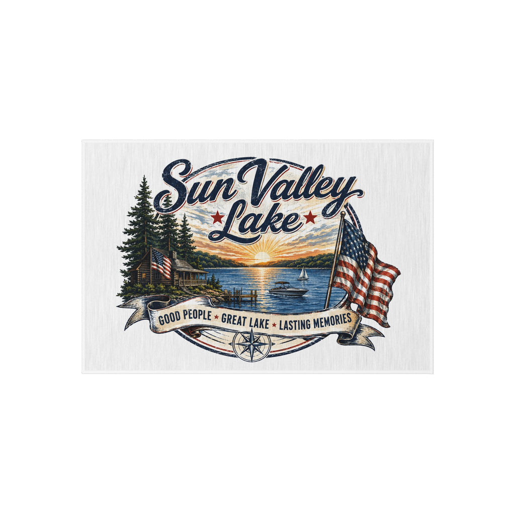 Sun Valley Lake Outdoor Rug - Rustic Lake House & Patio Decor