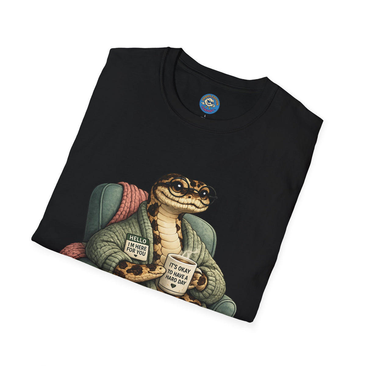Cozy Snake Holding Mug T-Shirt | It's Okay To Have A Hard Day