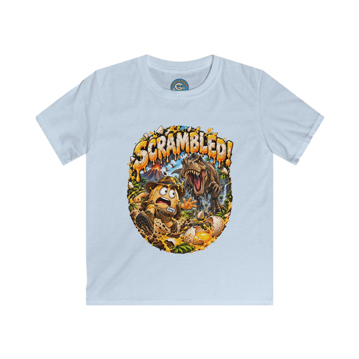 Greg the Egg "Scrambled Dinosaur" Kids T-Shirt