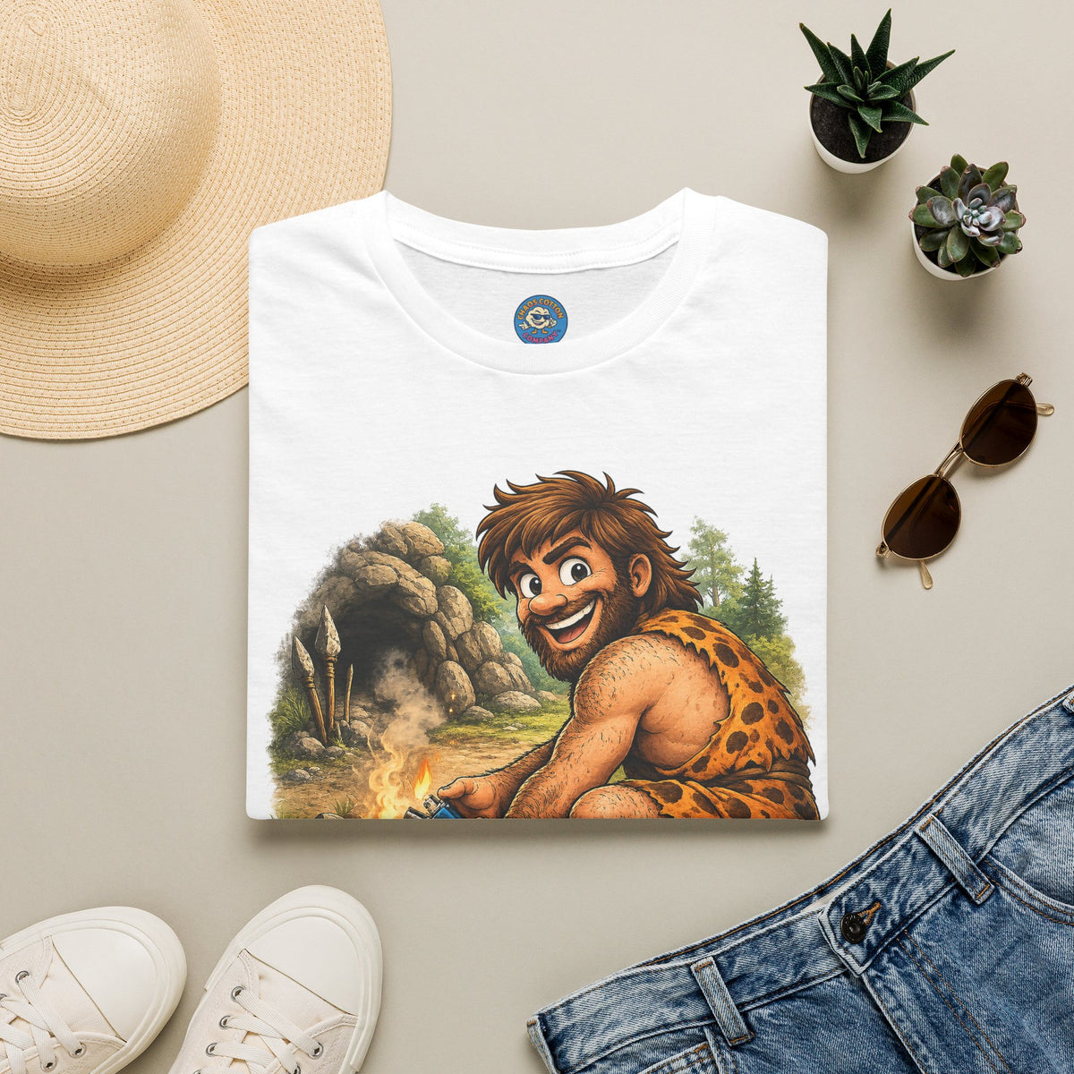 Caveman Discovers a Lighter T-Shirt