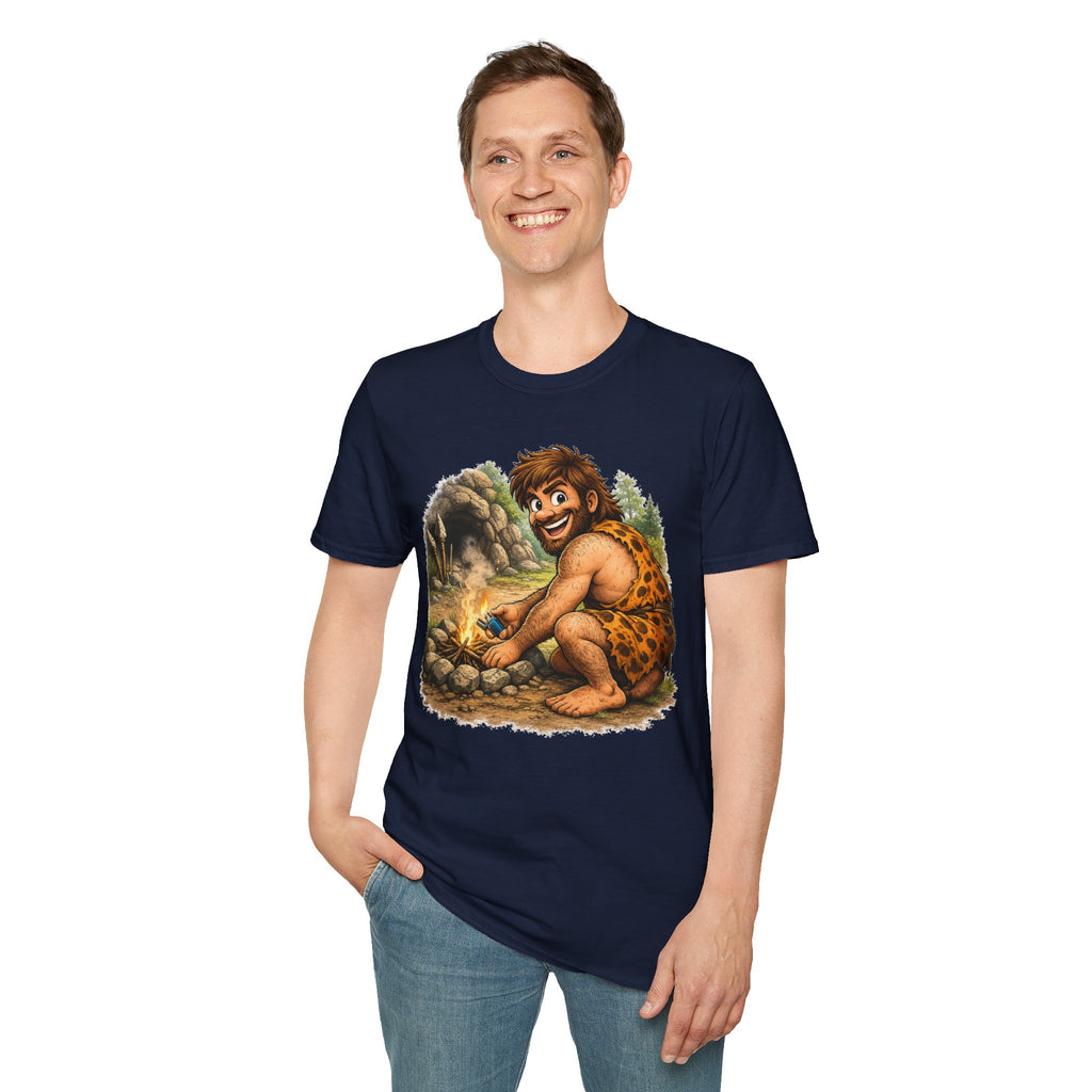 Caveman Discovers a Lighter T-Shirt
