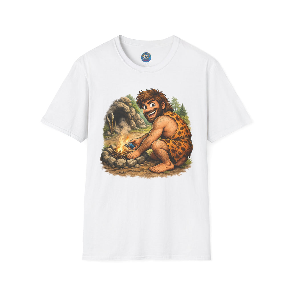 Caveman Discovers a Lighter T-Shirt