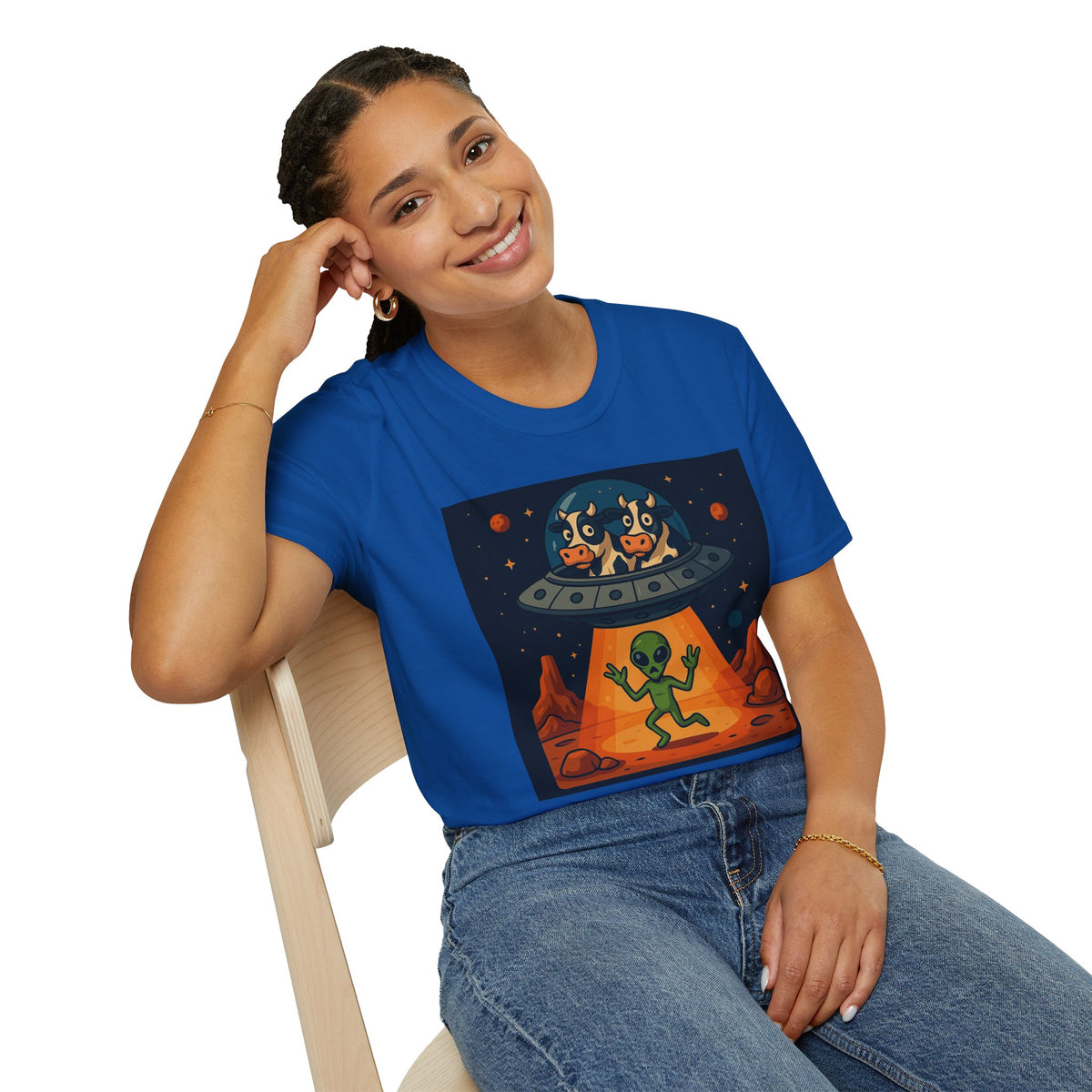 Udderly Suspicious: Alien Cow Abduction Funny UFO T-Shirt