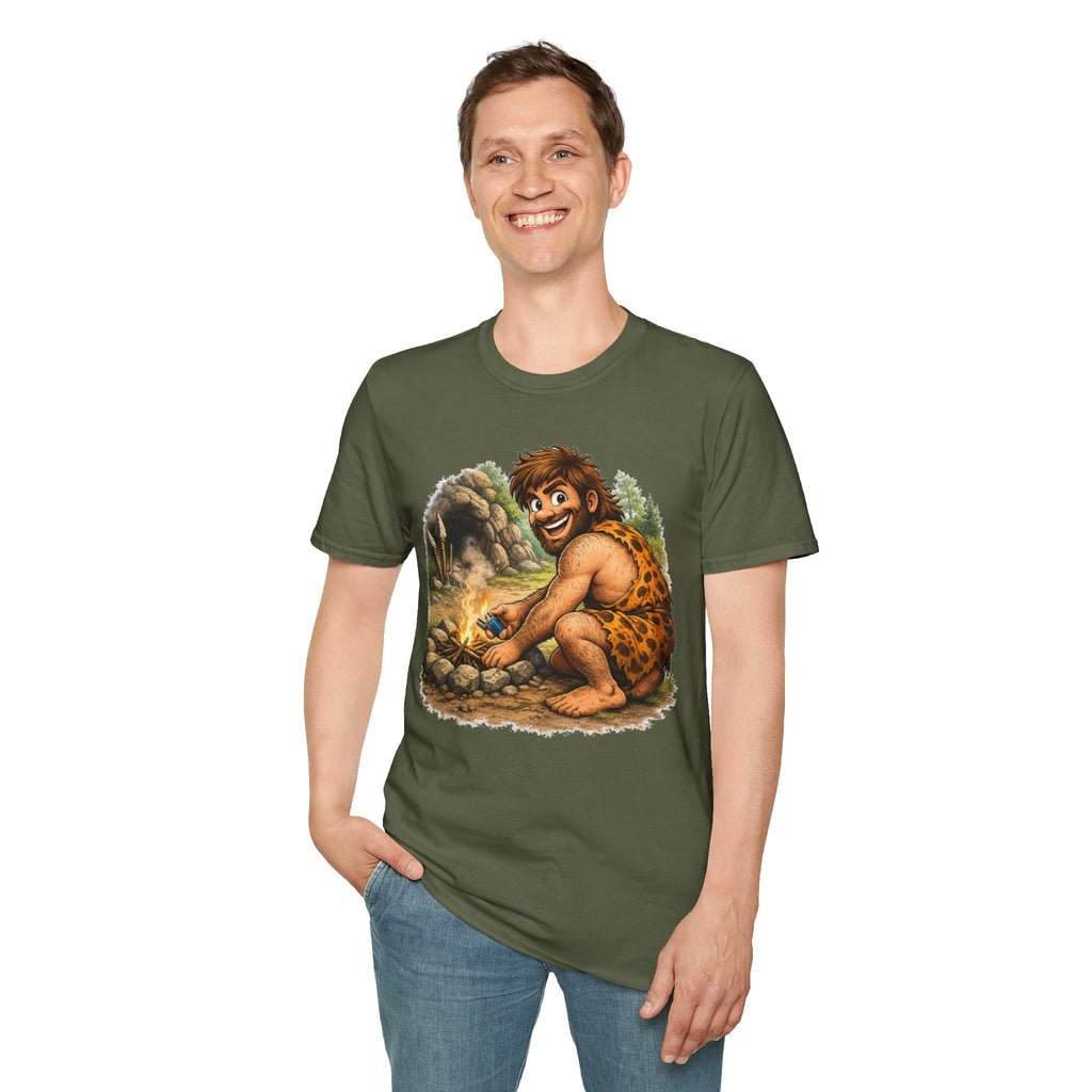 Caveman Discovers a Lighter T-Shirt