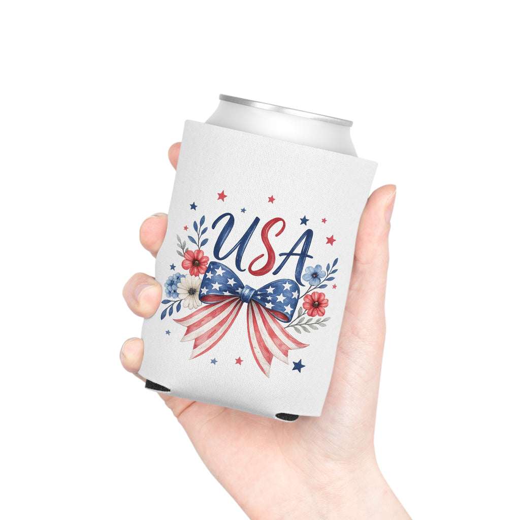 USA Floral Bow Can Cooler