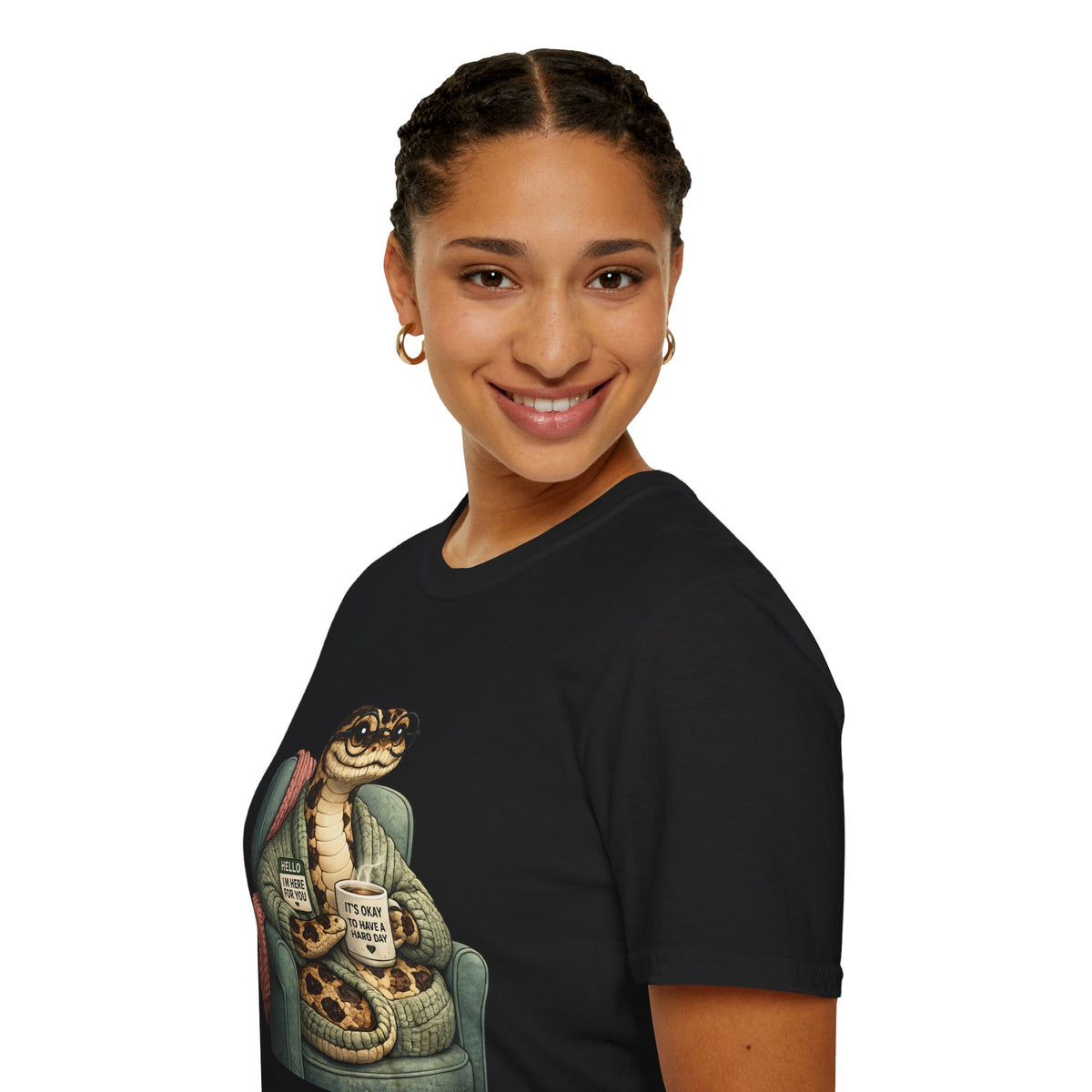 Cozy Snake Holding Mug T-Shirt | It's Okay To Have A Hard Day