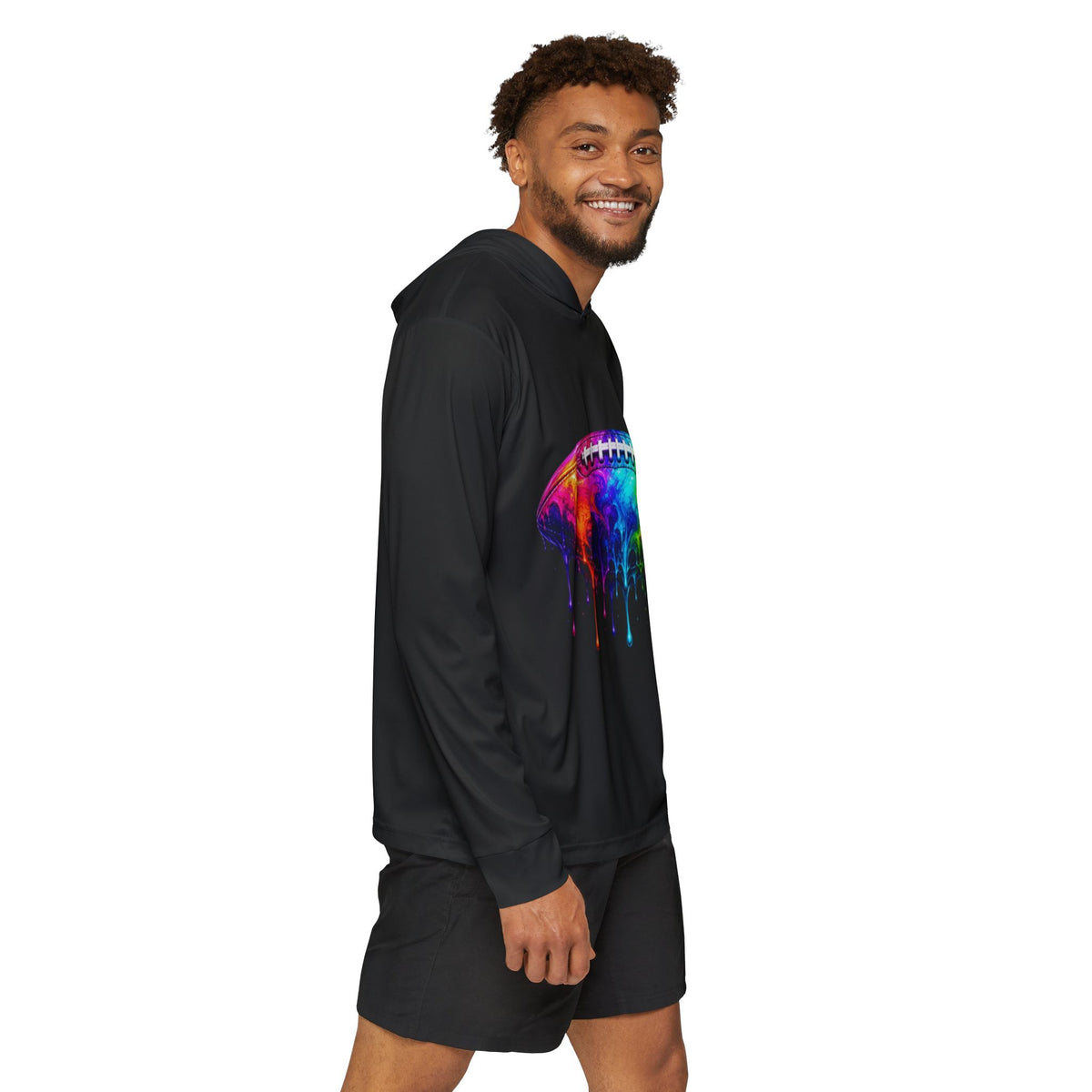 Rainbow Drip Football Hoodie | Sports Warmup Top