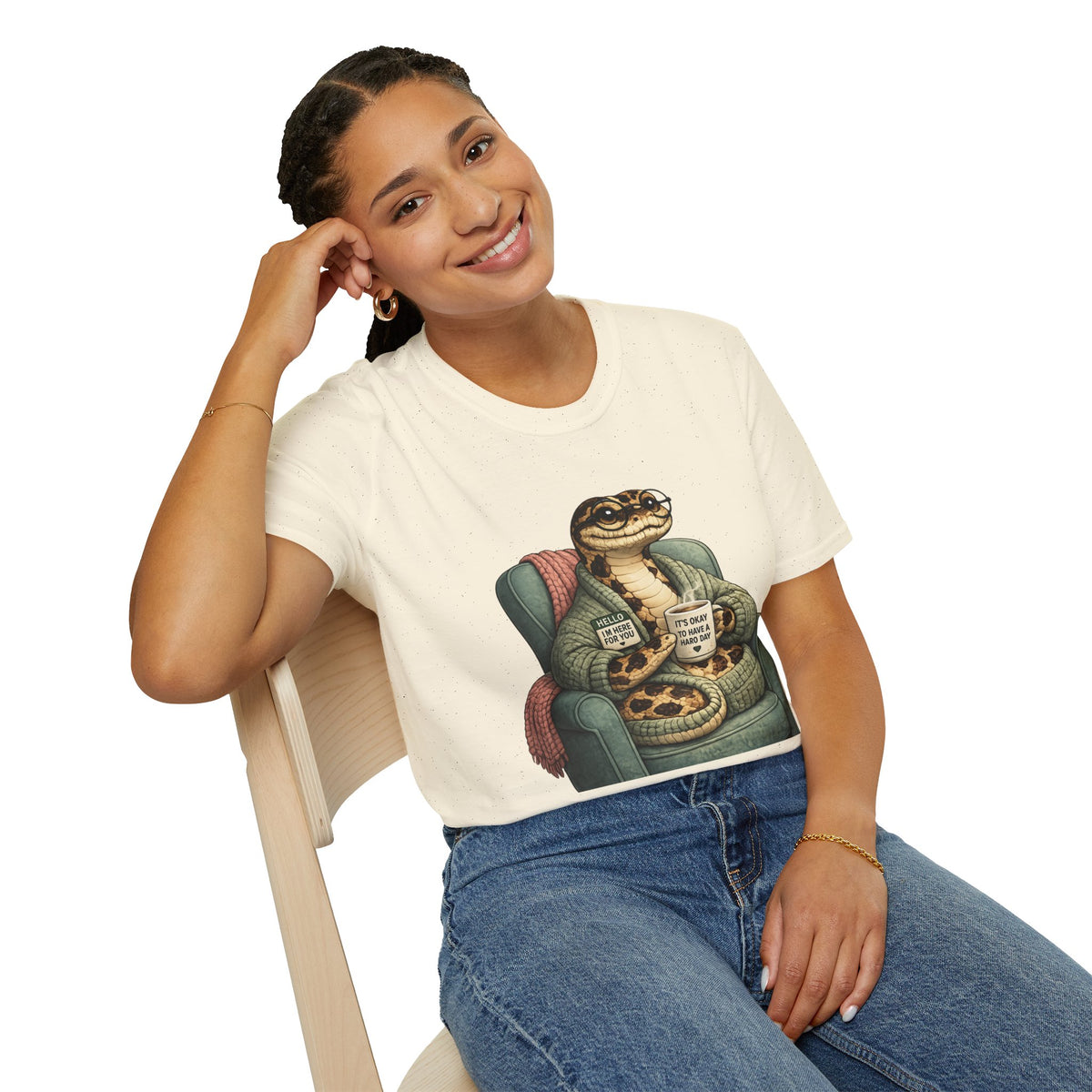 Cozy Snake Holding Mug T-Shirt | It's Okay To Have A Hard Day