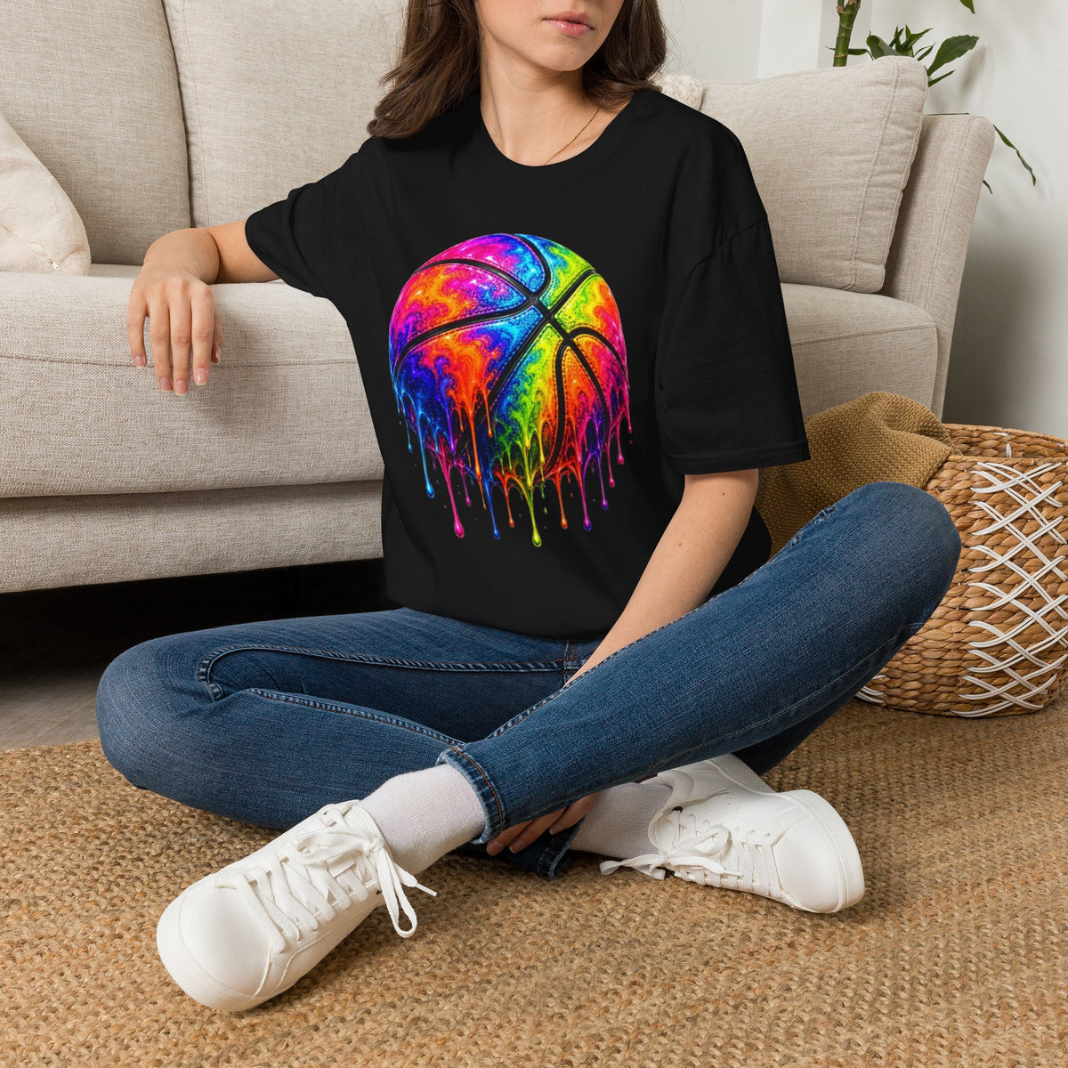 Rainbow Drip Basketball T-Shirt