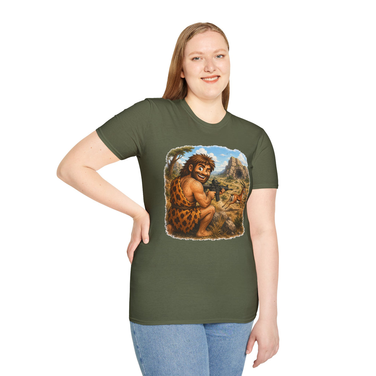 Caveman Hunting with an AR T-Shirt